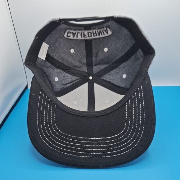 California Republic Bear Gray w/ Black Snap Back Hat Cap 100% Cotton - Picture 6 of 7